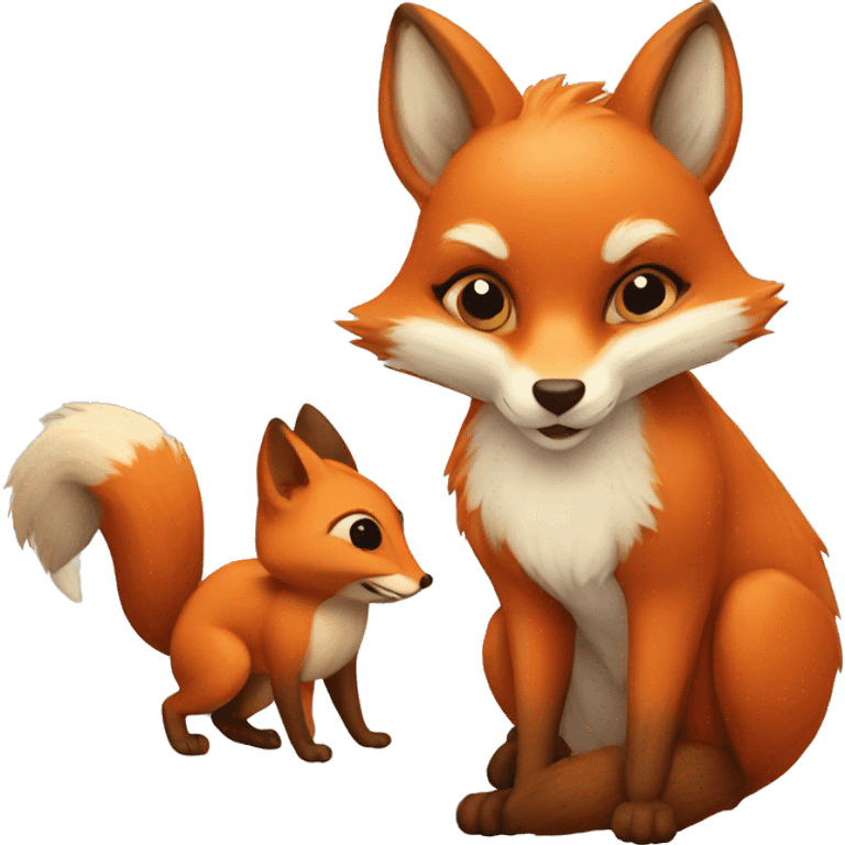 fox next to a squirrel emoji