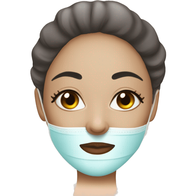 Lady with face mask spa beauty full face relaxing emoji