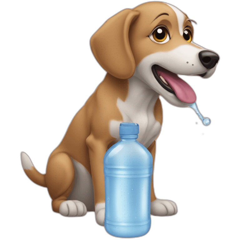 dog licking water bottle emoji