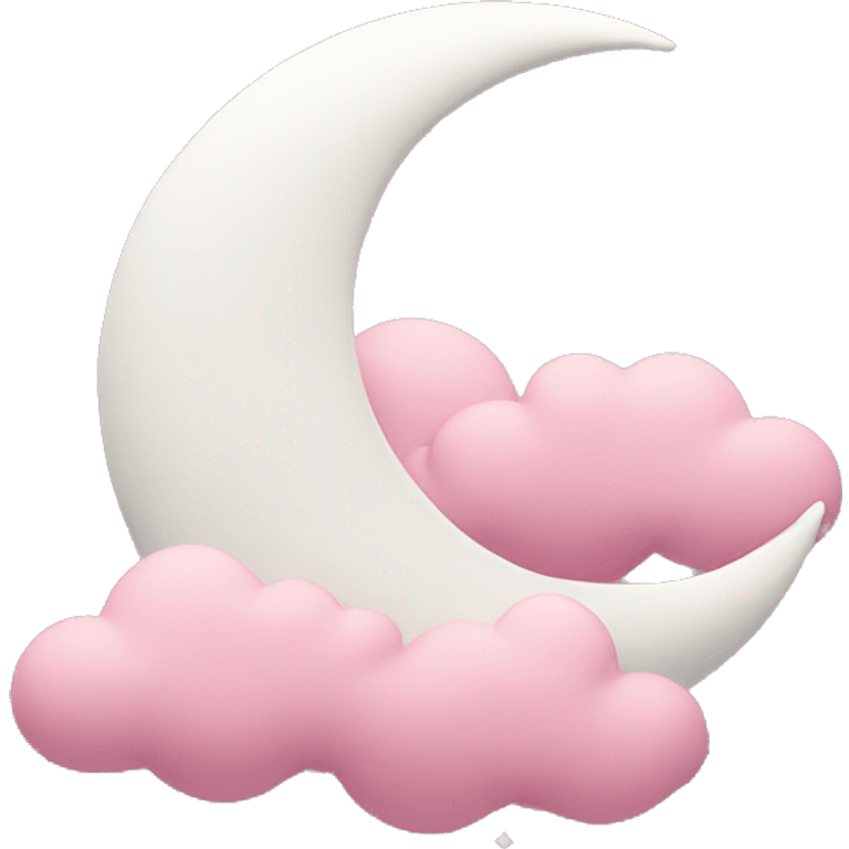 White Crescent moon and pink clouds emoji