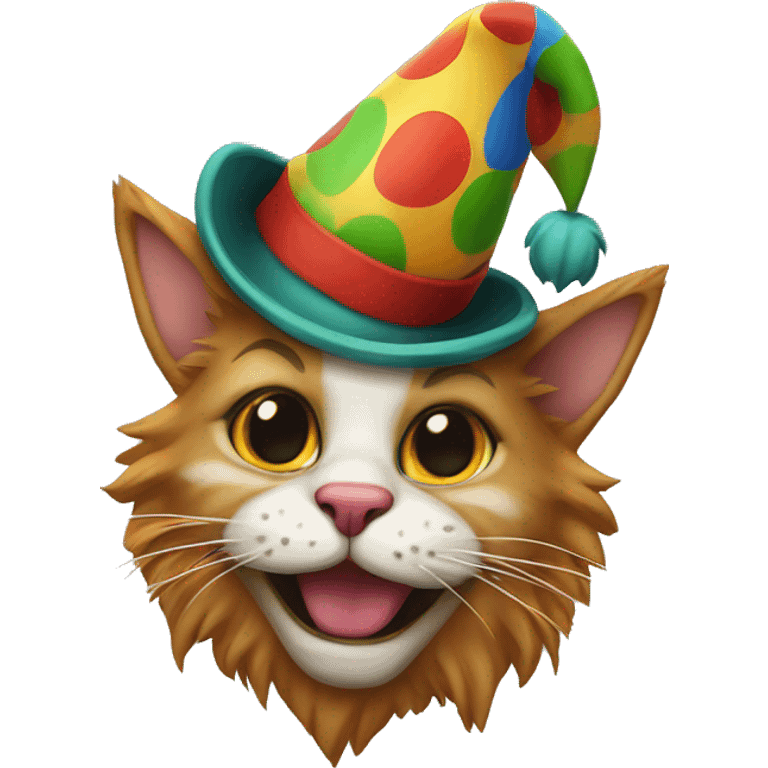 cat clown with jester hat emoji