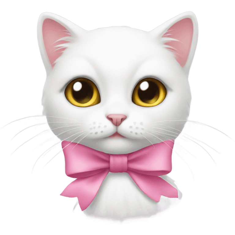 White Cat with pink bow emoji