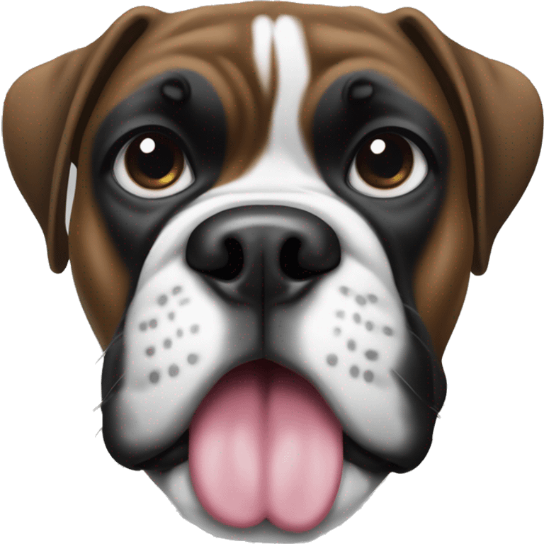 black and white boxer dog face with tongue sticking out emoji