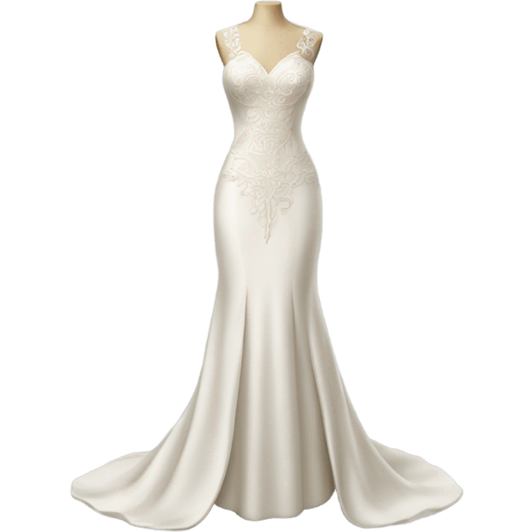 Hyper Realistic ornate 
Minimalistic sheath Wedding dress displays emoji