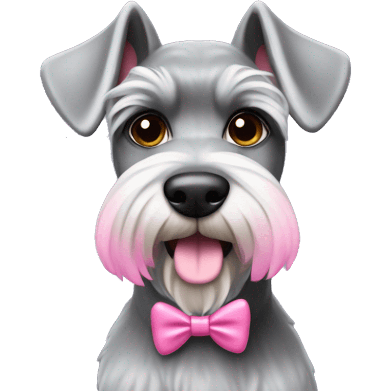 Gray  Schnauzer with pink coquette now emoji