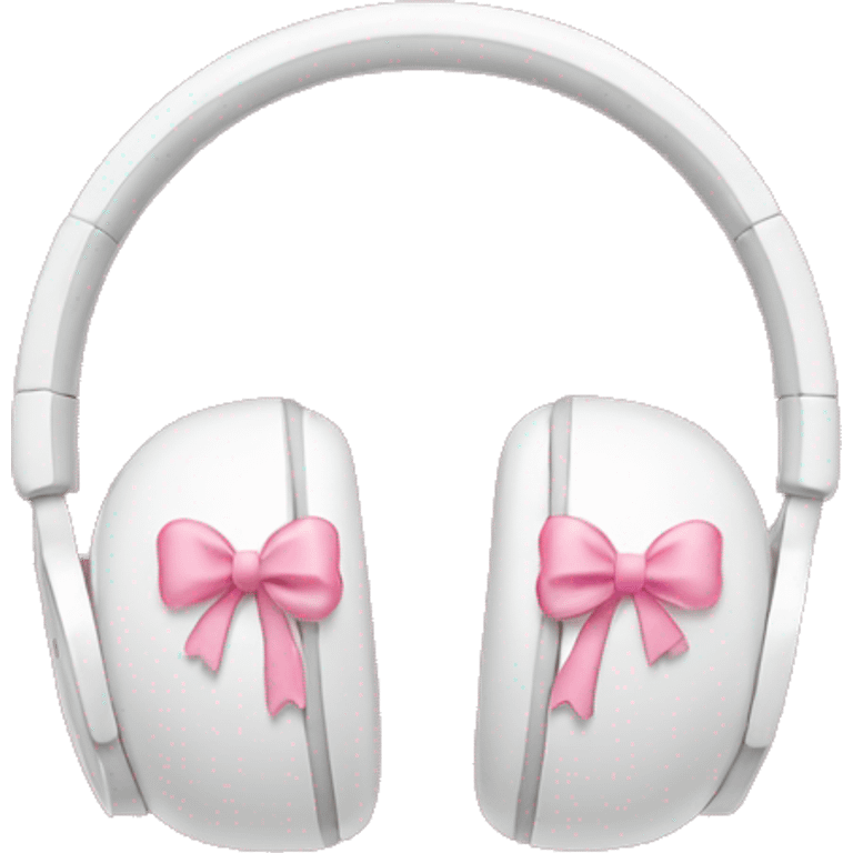 White apple headphones with light pink bows  emoji