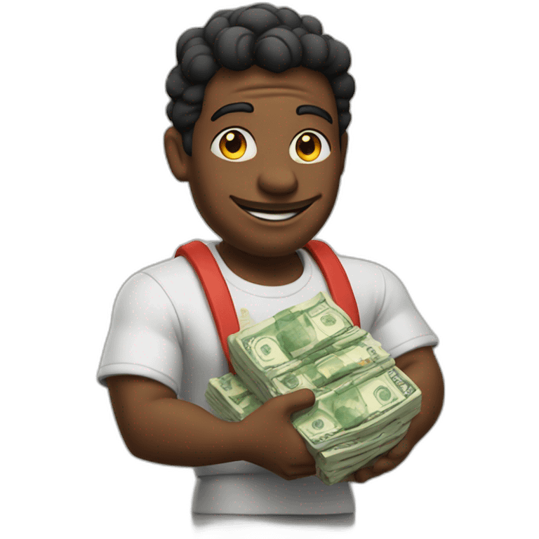 genie holding the big stack of money emoji