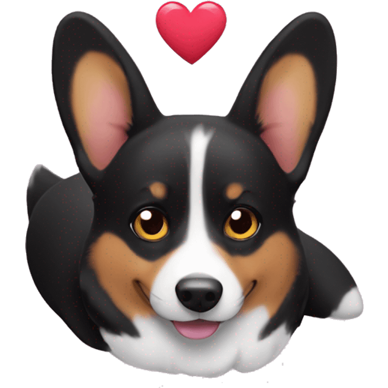 Black corgi with heart eyes  emoji