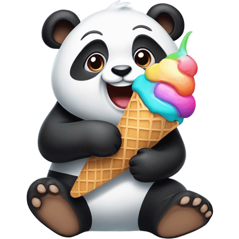 Panda eating ice cream emoji