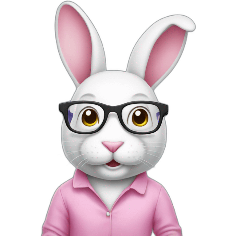 Specialist pink rabbit with glasses emoji