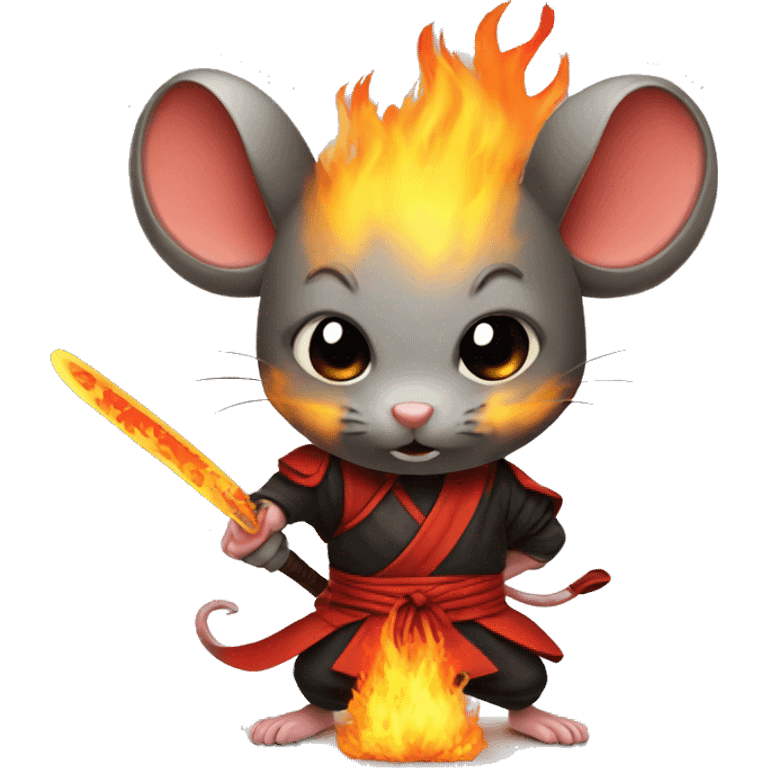 Ninja mouse covered in fire emoji