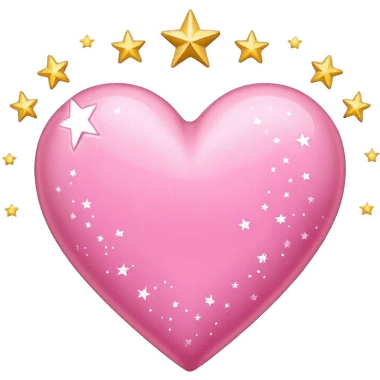 Corazón rosa con brillo tía y estrellas alrededor  emoji