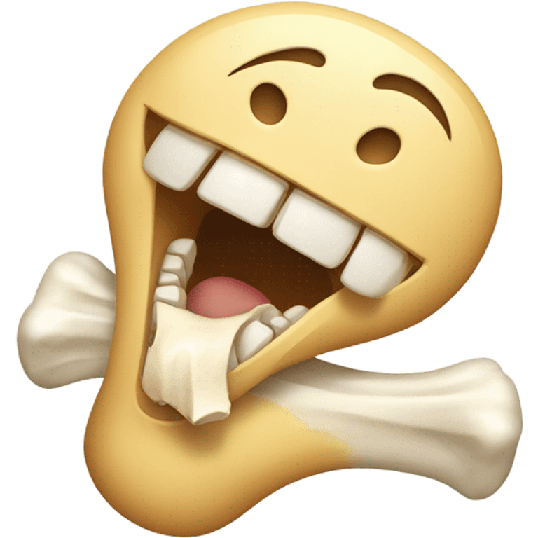 Emoji eating bone emoji