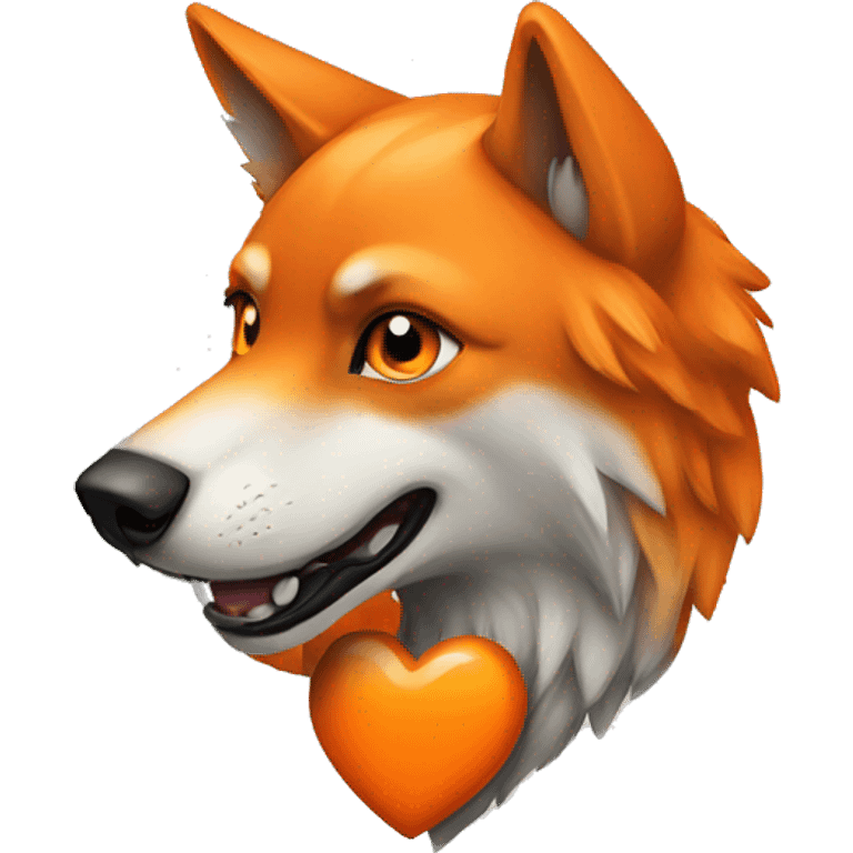 Orange heart with a wolf  emoji