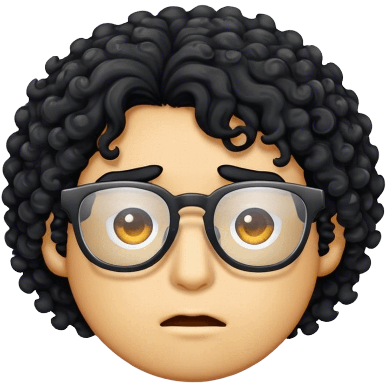 A rock with glasse and curly black hair emoji