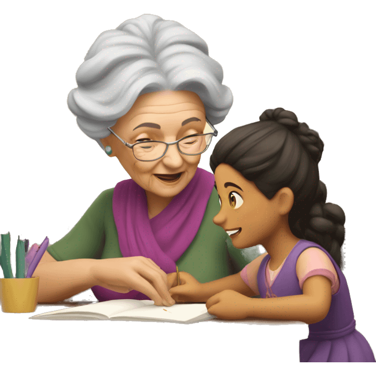 grandma tutoring little gypsy girl emoji