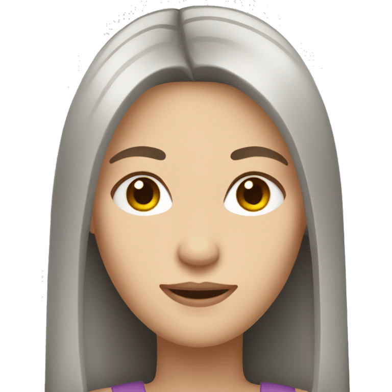 white woman with long dark straight hair  emoji