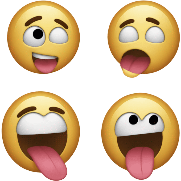 A playful face with wide, round eyes and a small nose. The mouth is open with the tongue sticking out straight, conveying a lighthearted, teasing expression. The overall look is fun and mischievous. emoji