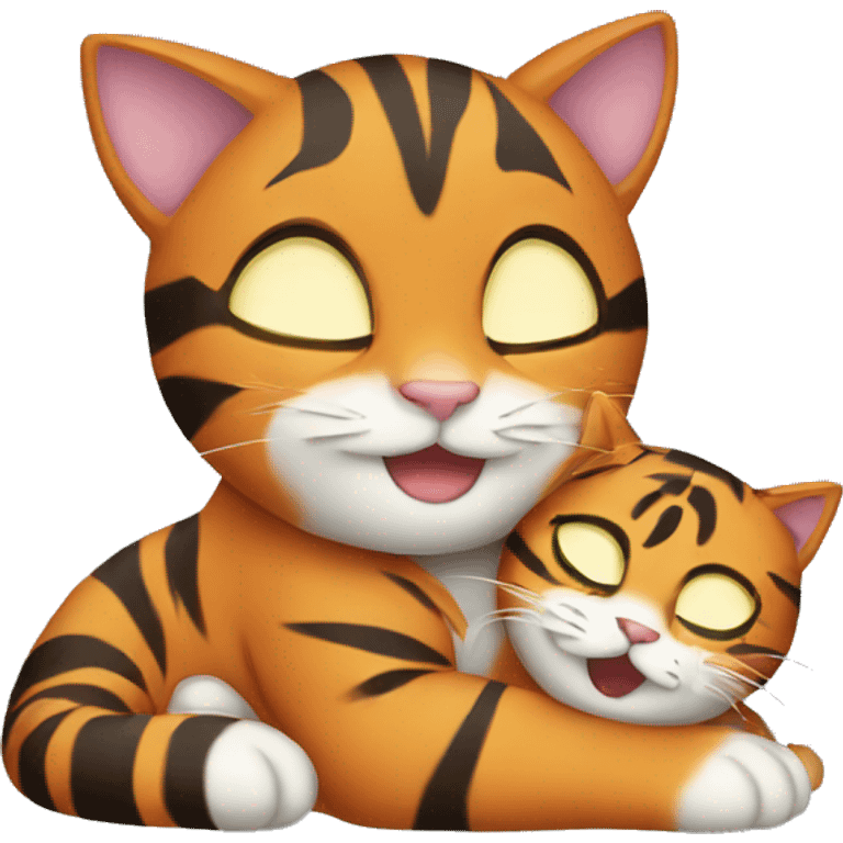 Cat cuddling tiger  emoji