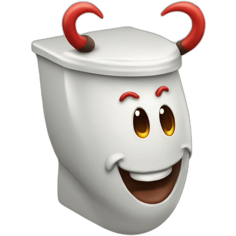 toilet with devil horns and smile emoji