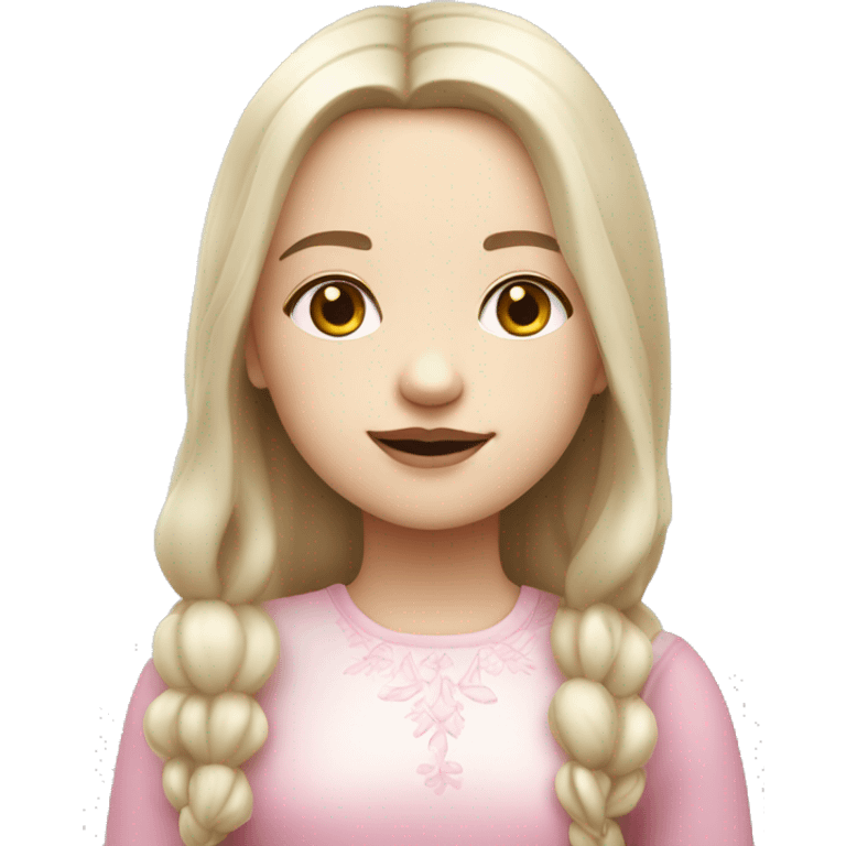 slavic girl with little smile, white skin and pink light lips emoji