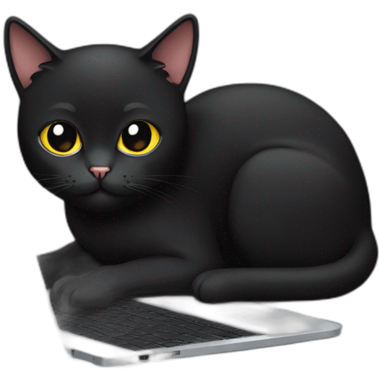 black-cat-coding-on-a-laptop emoji