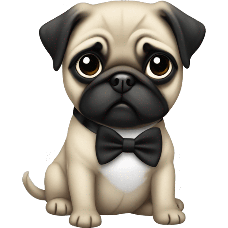 pug puppy in black tie cute emoji