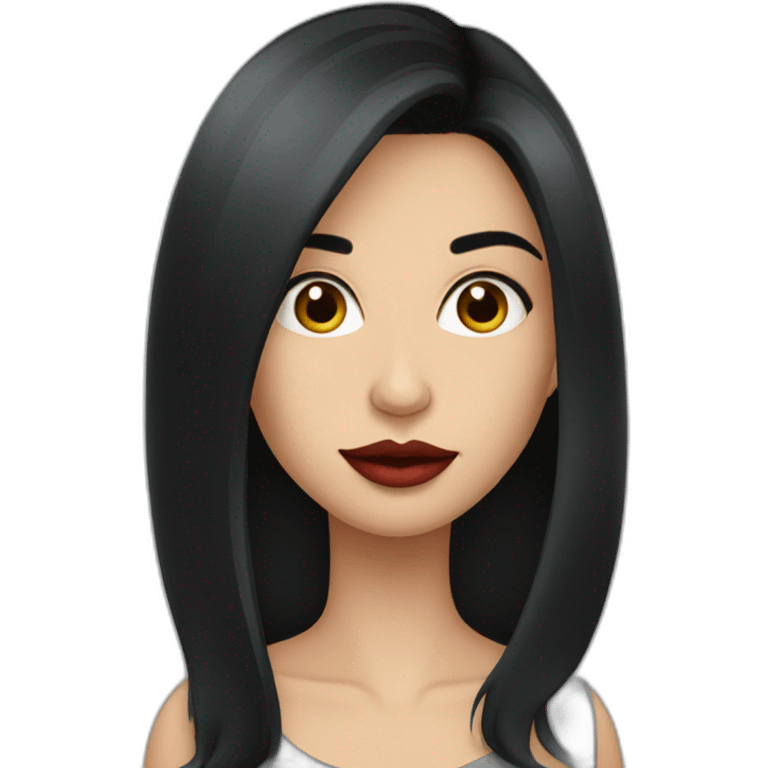 Pretty Romanian woman with loose black hair and big lips emoji