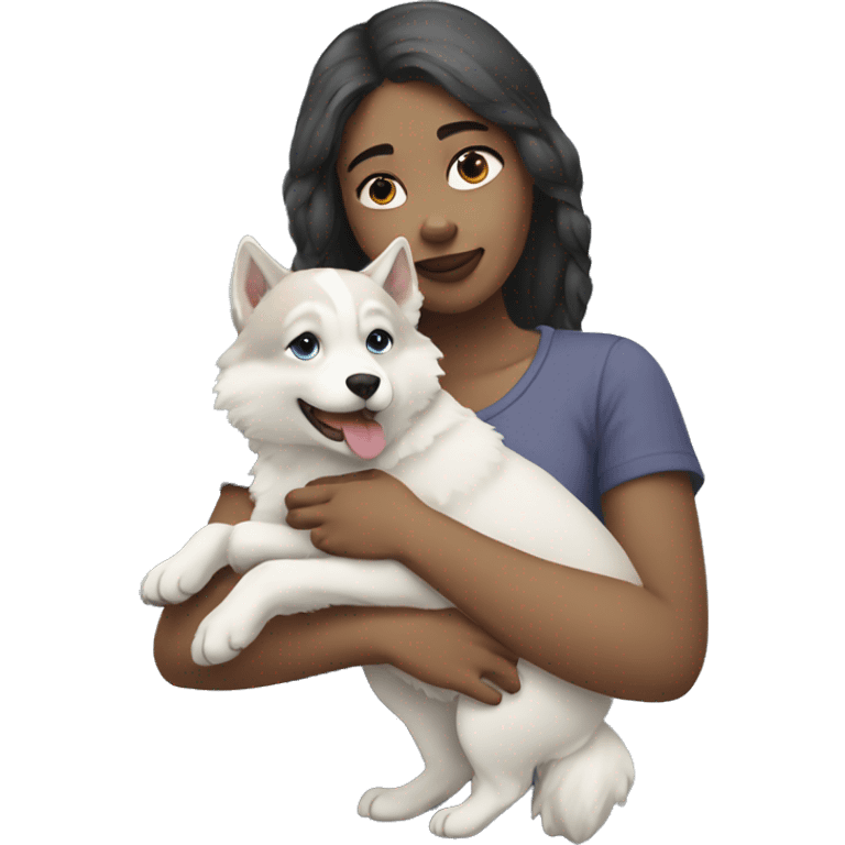 Pale girl holding a husky emoji