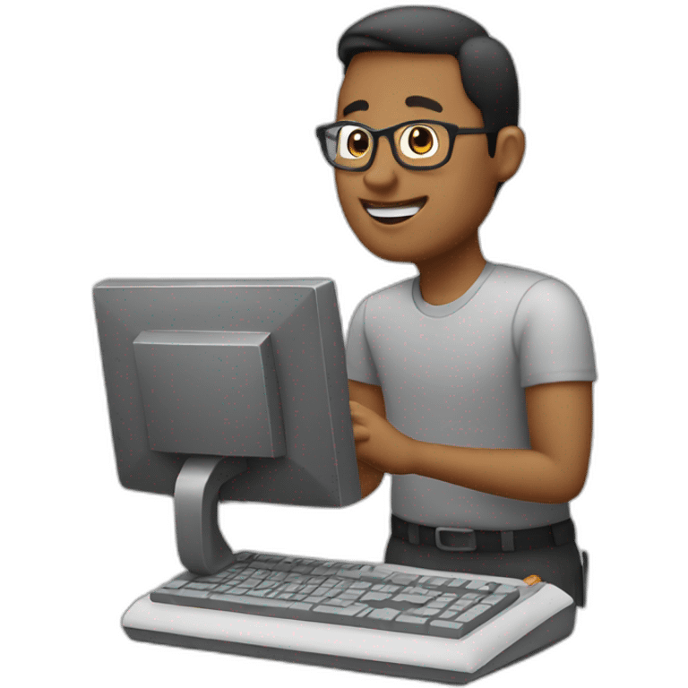 A guy teaching computer emoji