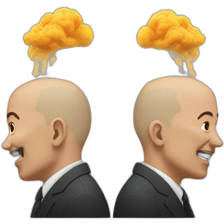 smoke erupting from two bald heads emoji