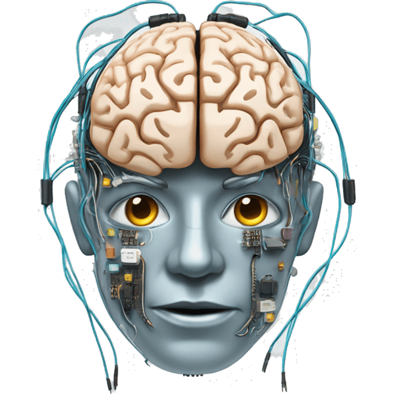 Cyborg brain with circuitry and wires emoji