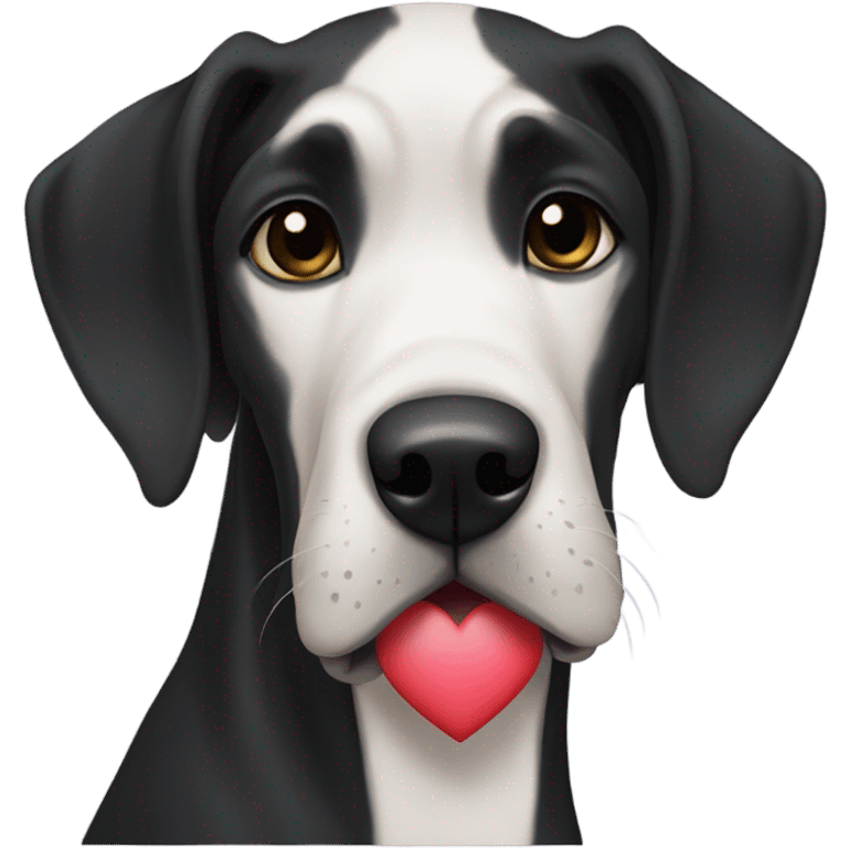 Black Great Dane with a heart emoji