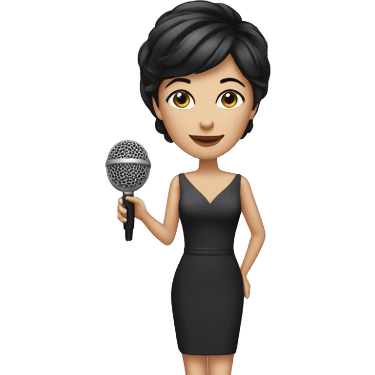 wedding host woman with microphone and short black hair emoji