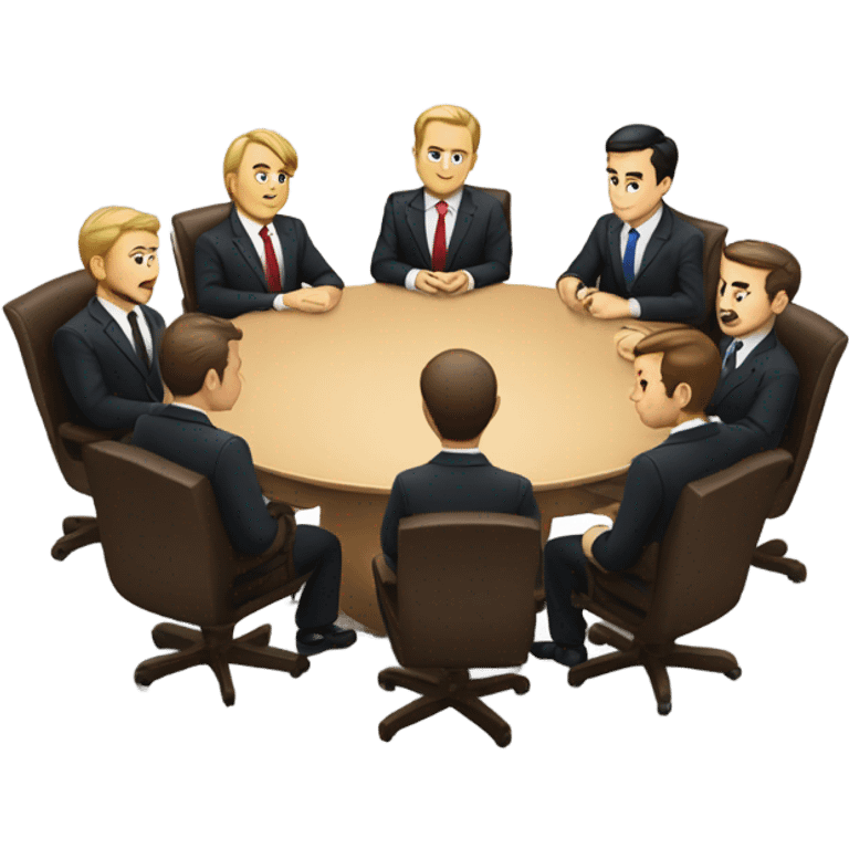 6 Caucasian men in suits sitting at a round table emoji