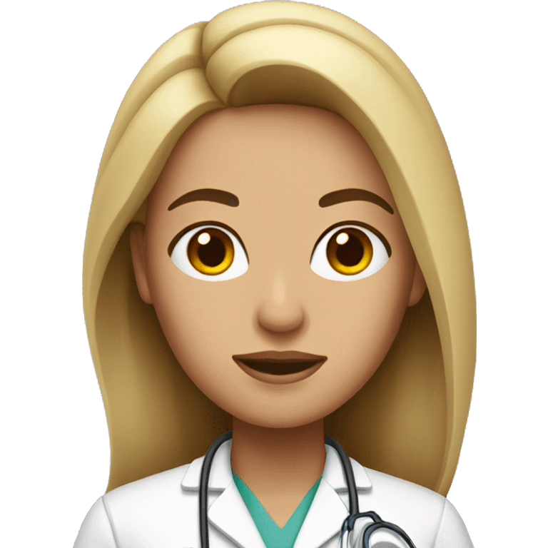 doctor woman with long brow hair emoji