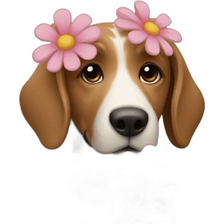 dog with a bouquet of flowers emoji