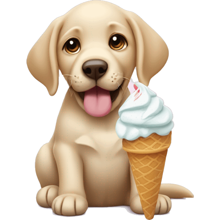 Labrador puppy eating ice cream emoji