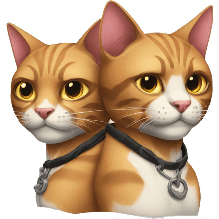 two muscular cats with lucky 13 tattoos emoji