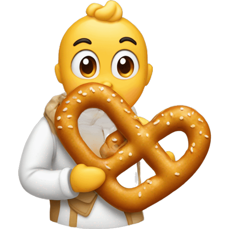 chick kissing a pretzel emoji