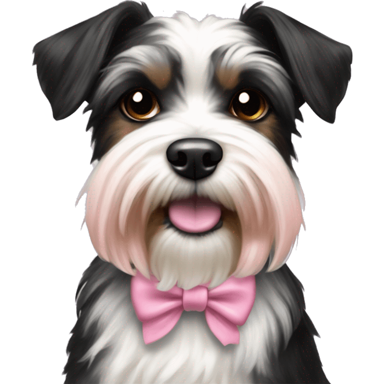 black and white Biewer Terrier with pink bow emoji