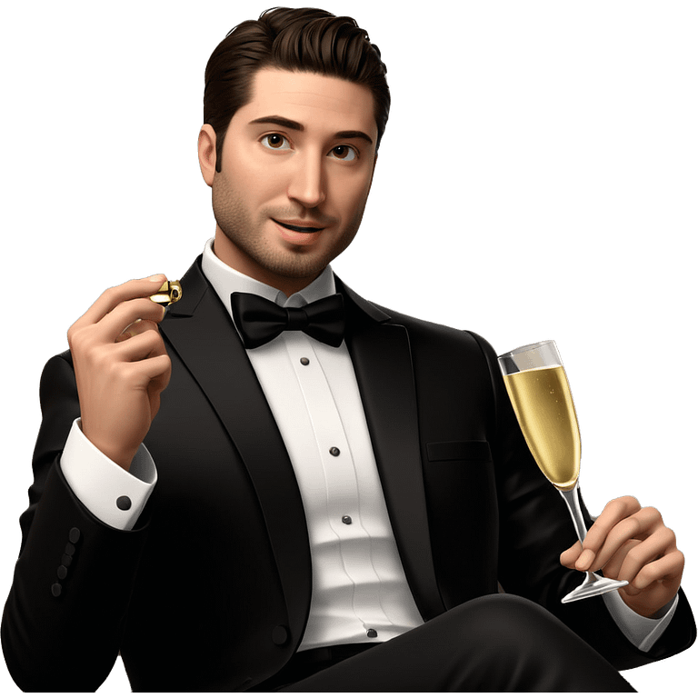 classy gentleman with champagne cup emoji