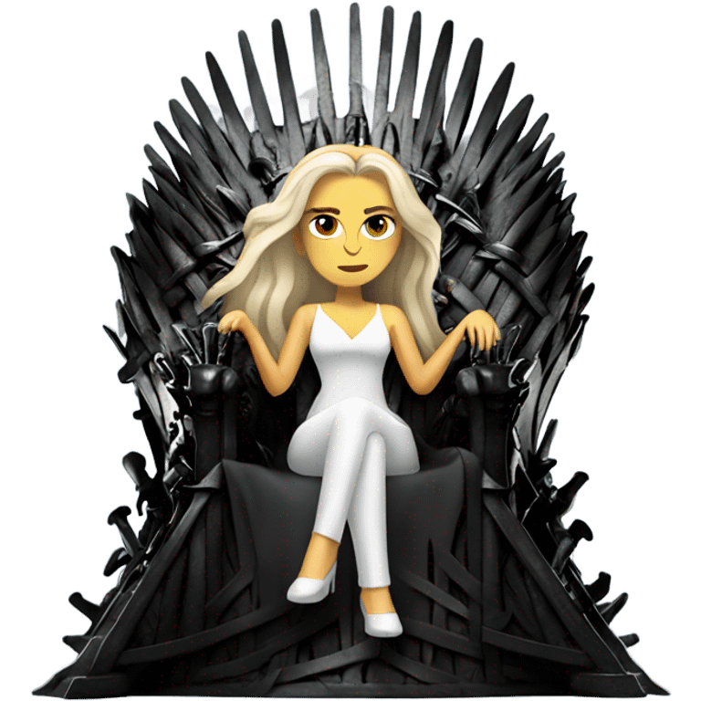 White Woman with long hair sitting on the Iron throne emoji