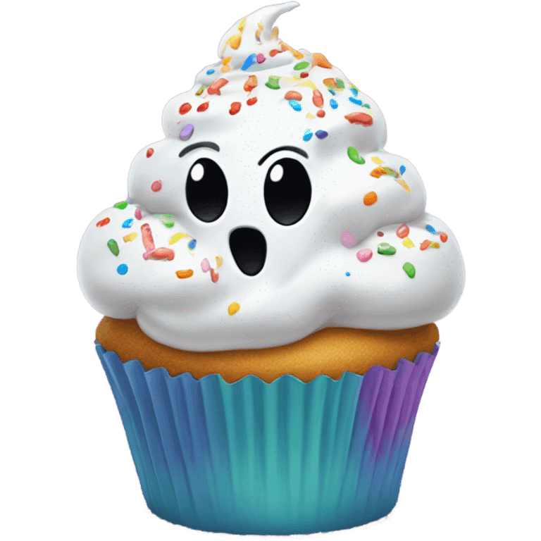 ghost eating cupcake emoji