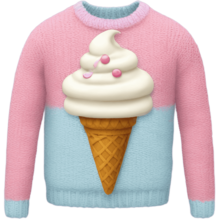 Knit sweater with ice cream design emoji