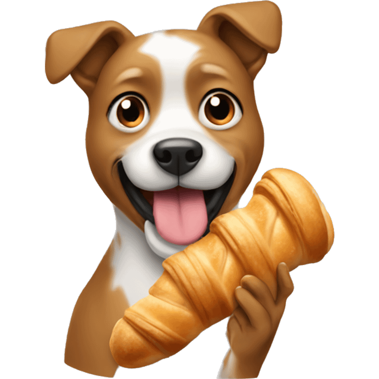 Dog eating croissant emoji