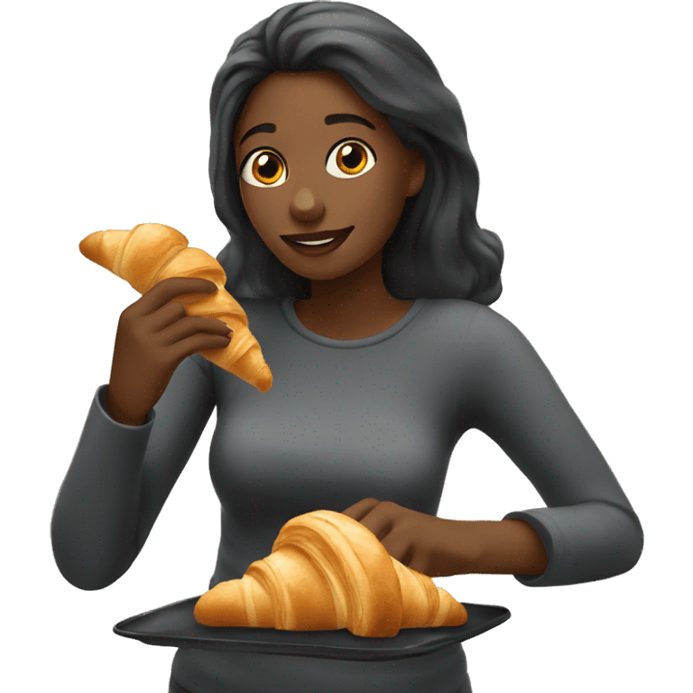 Girl eating croissants  emoji