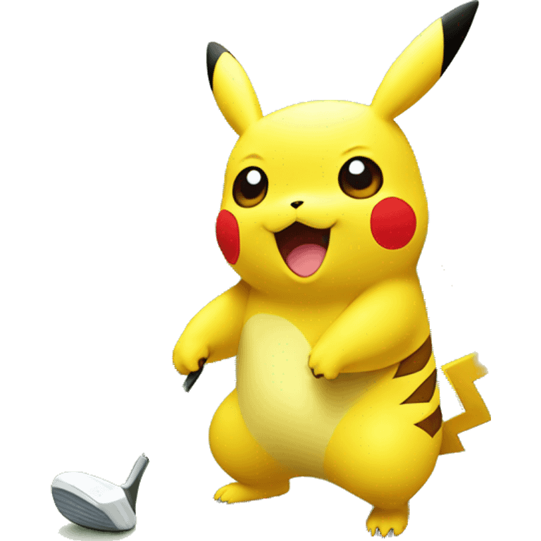 Pikachu golfing emoji