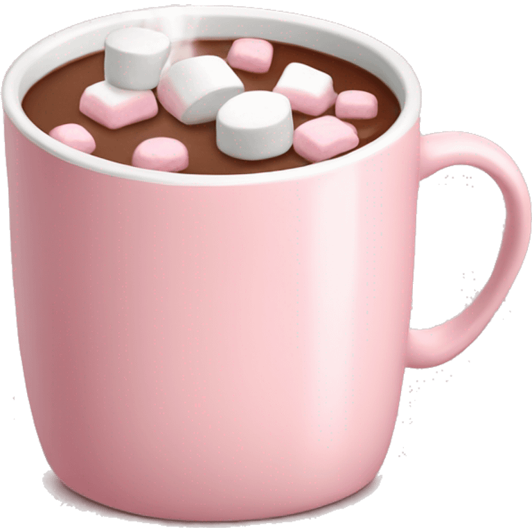 Light Pink mug of hot chocolate with marshmallows  emoji