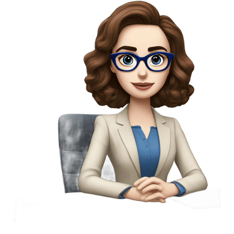 Lily collins blue eyes wearing glasses in a business meeting  emoji